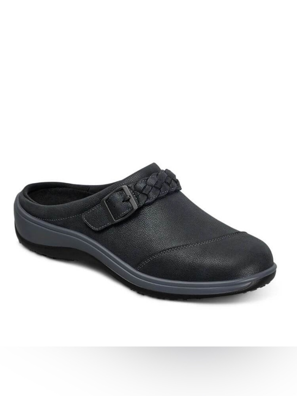Comfort Slip-On Mule with Braided Strap in Black